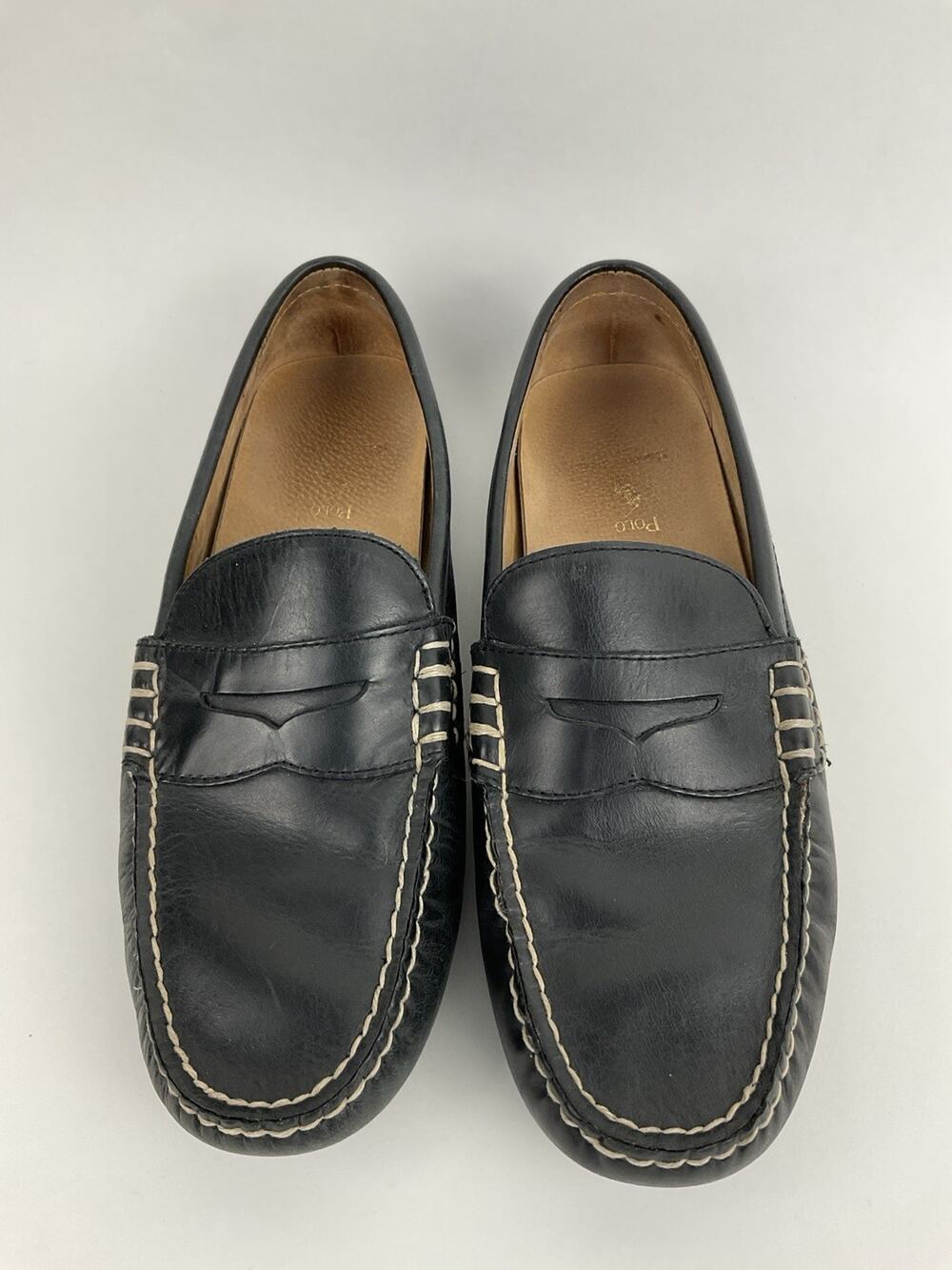 Ralph Lauren M Wes Penny Loafer Driving Shoe 8.5D Black Leather Casual Classic